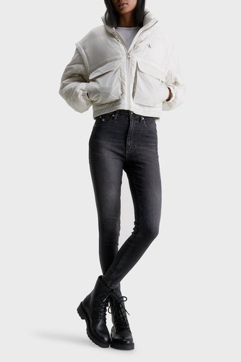 Calvin Klein Yüksek Bel Dar Paça Super Skinny Fit Jeans J20J2212541A4 Bayan Kot Pantolon J20J221254 1A4 SİYAH - 4