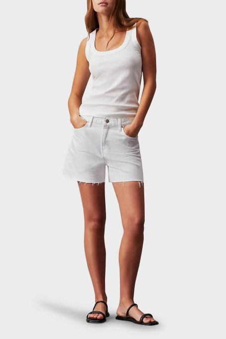 Calvin Klein Yüksek Bel Mom Denim J20J2228111AA Bayan Short J20J222811 1AA BEYAZ - 1
