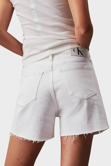 Calvin Klein Yüksek Bel Mom Denim J20J2228111AA Bayan Short J20J222811 1AA BEYAZ - 4