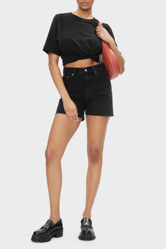 Calvin Klein Yüksek Bel Mom Denim J20J2228121BY Bayan Short J20J222812 1BY SİYAH - 1