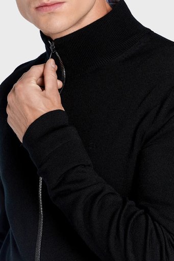 Calvin Klein Yünlü Regular Fit Fermuarlı Dik Yaka K10K110422BEH Erkek Hırka K10K110422 BEH SİYAH - 4