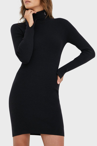 Calvin Klein Yünlü Slim Fit Boğazlı Yaka Uzun Kol Bayan Elbise J20J219851 BEH SİYAH