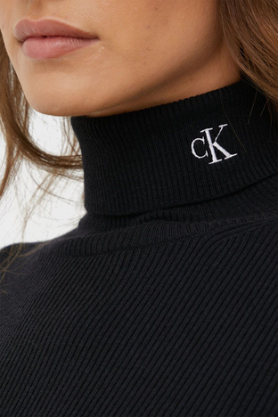 Calvin Klein - Calvin Klein Yünlü Slim Fit Boğazlı Yaka Uzun Kol Bayan Elbise J20J219851 BEH SİYAH (1)
