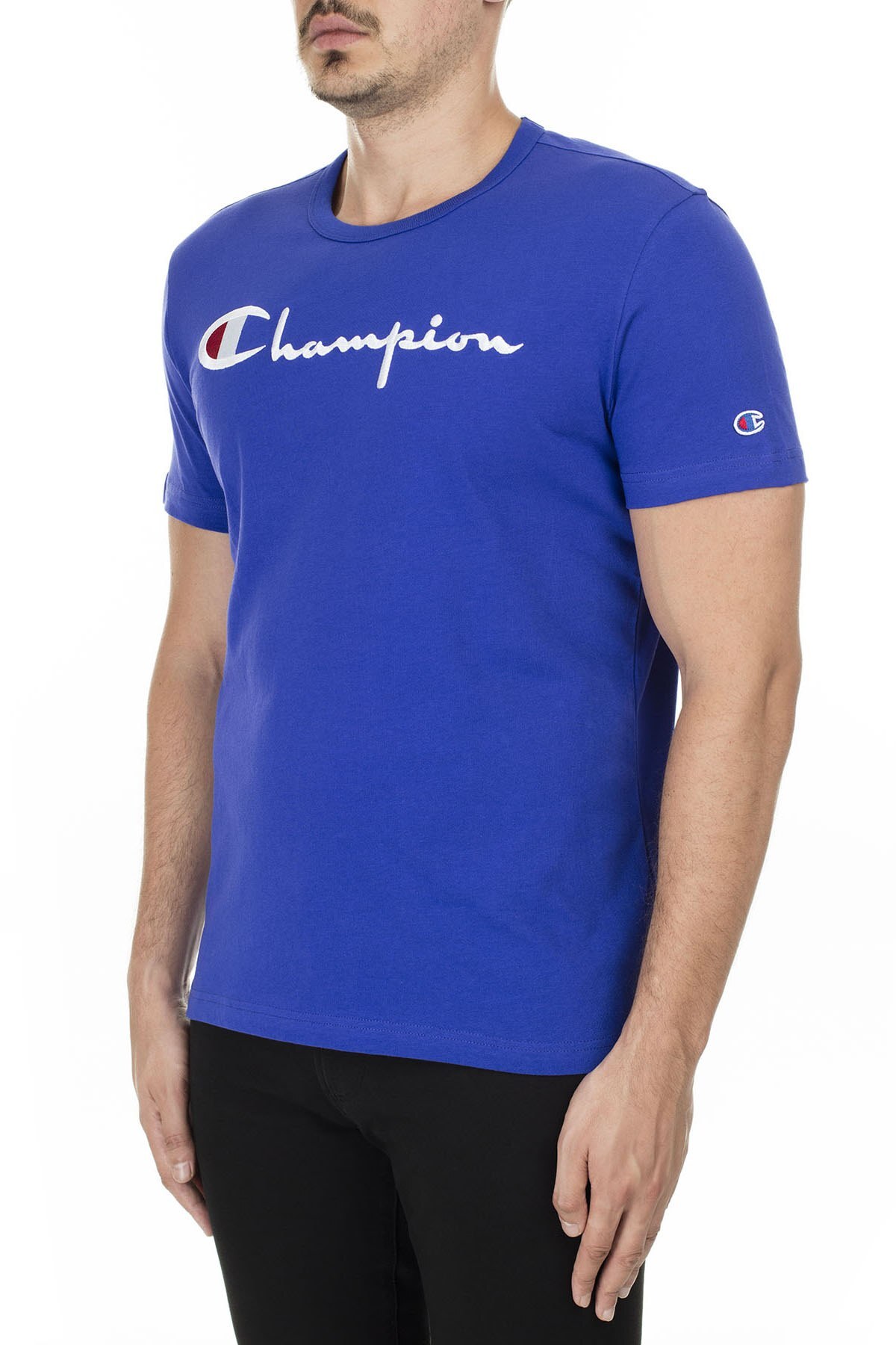 Champion İşlemeli Yazı Logolu Bisiklet Yaka Erkek T Shirt 210972 BS103 BKK SAKS
