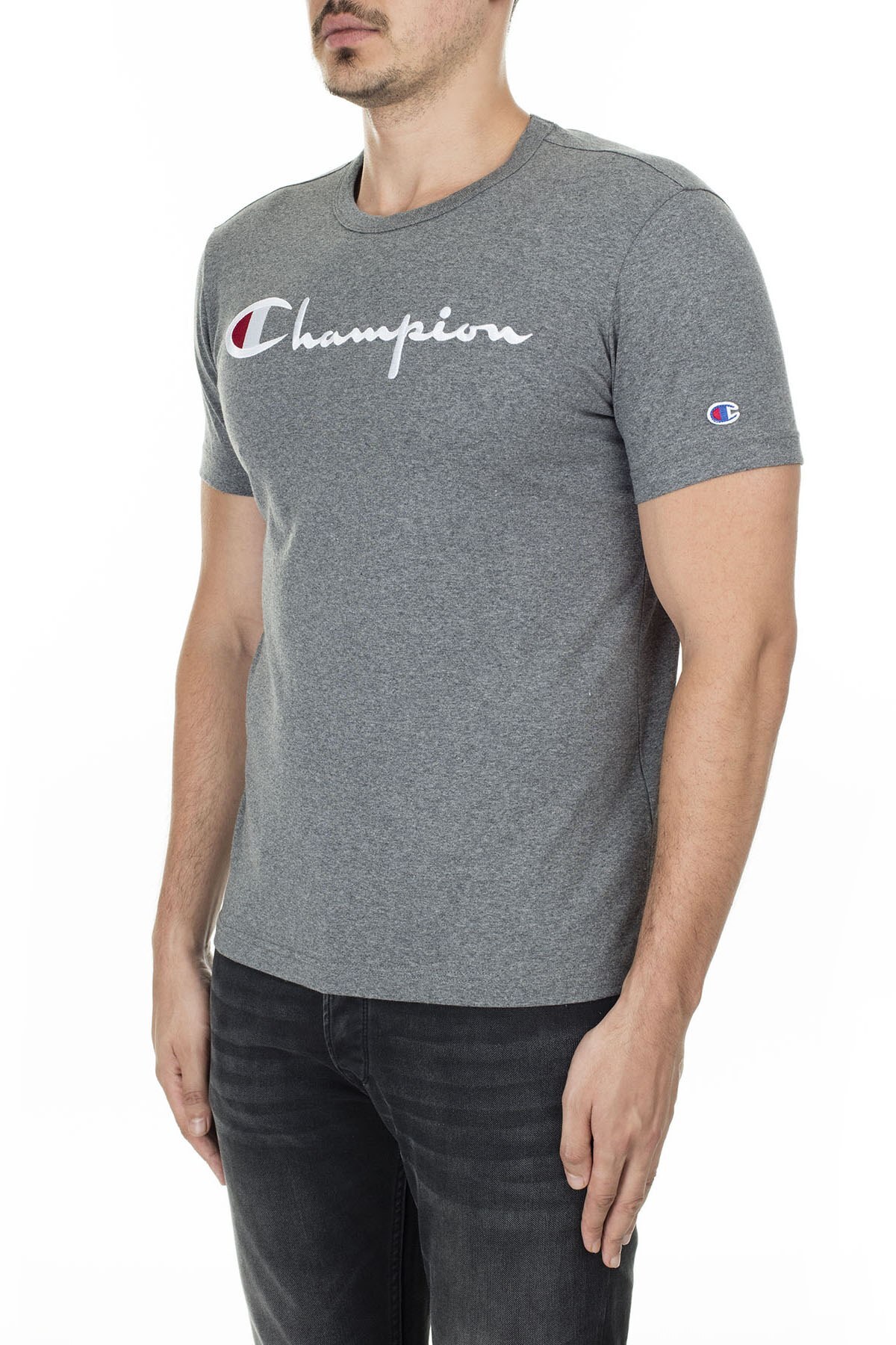 Champion Erkek T Shirt 210972 EM519 GAHM KOYU GRİ