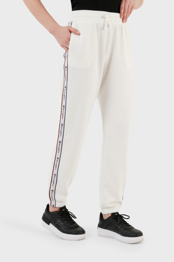 Champion Logo Şeritli Regular Fit Belden Bağlamalı Cepli Spor Bayan Pantolon 117294 WAY WW036 BEYAZ - 2