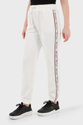 Champion Logo Şeritli Regular Fit Belden Bağlamalı Cepli Spor Bayan Pantolon 117294 WAY WW036 BEYAZ - 7
