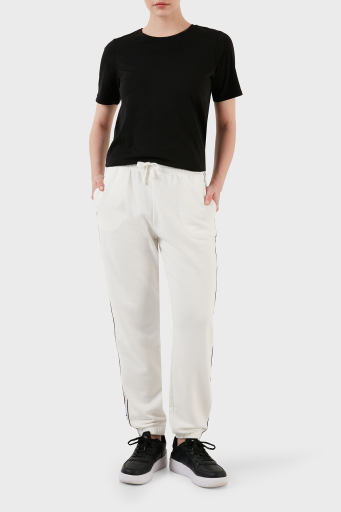 Champion Logo Şeritli Regular Fit Belden Bağlamalı Cepli Spor Bayan Pantolon 117294 WAY WW036 BEYAZ - 9