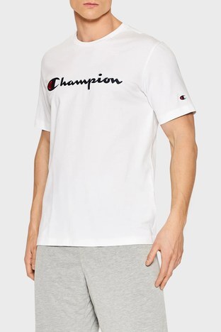 Champion - Champion Logolu % 100 Pamuk Regular Fit Bisiklet Yaka Erkek T Shirt 217814 WHT WW001 BEYAZ