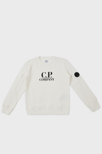 C.P. Company Pamuklu Bisiklet Yaka Çocuk Sweat 10CKSS058 003569W 103 BEYAZ - 1