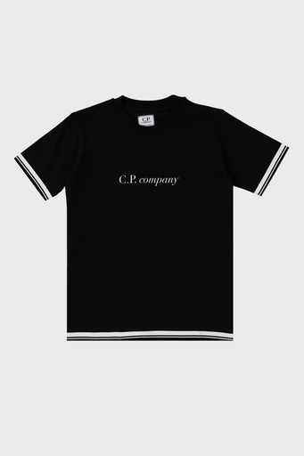 C.P. Company Pamuklu Bisiklet Yaka Çocuk T Shirt 10CKTS048 005792W 999 SİYAH - 1