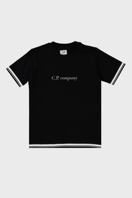 C.P. Company Pamuklu Bisiklet Yaka Çocuk T Shirt 10CKTS048 005792W 999 SİYAH - 1