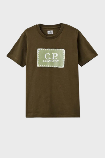 C.P. Company Pamuklu Bisiklet Yaka Çocuk T Shirt 10CKTS054 005792W 683 HAKİ - 1