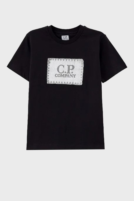 C.P. Company Pamuklu Bisiklet Yaka Çocuk T Shirt 10CKTS054 005792W 999 SİYAH - 1