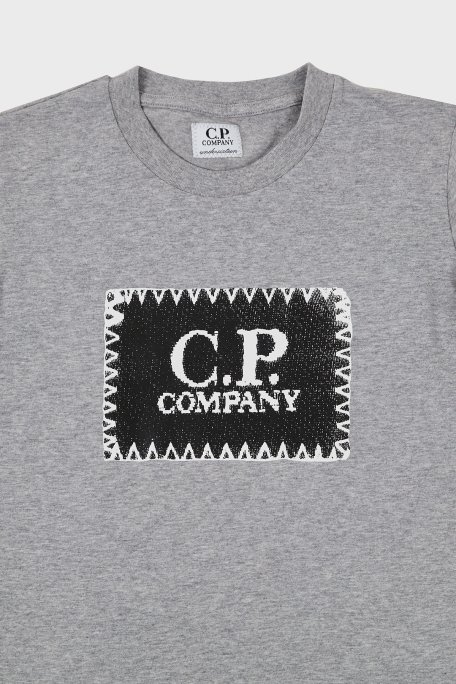 C.P. Company Pamuklu Bisiklet Yaka Çocuk T Shirt 10CKTS054 005792W M93 GRİ - 3