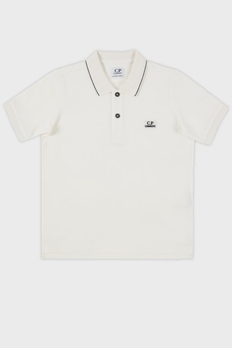 C.P. Company Streç Pamuklu Çocuk Polo Yaka T Shirt 10CKPL023 005263W 103 BEYAZ - 1