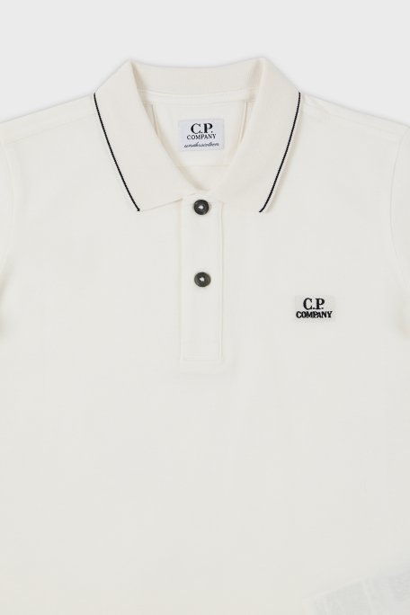 C.P. Company Streç Pamuklu Çocuk Polo Yaka T Shirt 10CKPL023 005263W 103 BEYAZ - 3