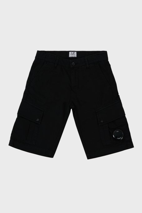 C.P. Company Streç Pamuklu Kargo Çocuk Short 10CKBE085 005400G 999 SİYAH - 1