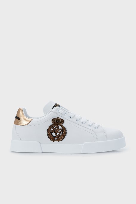Dolce Gabbana Hakiki Deri Erkek Ayakkabı CS1761 AH136 8I047 BEYAZ-GOLD - 1