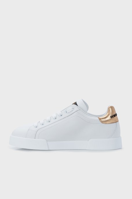 Dolce Gabbana Hakiki Deri Erkek Ayakkabı CS1761 AH136 8I047 BEYAZ-GOLD - 2