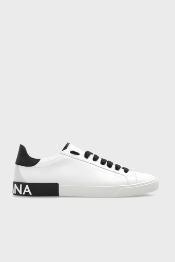 Dolce & Gabbana Hakiki Deri Logolu Snaker Erkek Ayakkabı CS2203 AM779 89697 BEYAZ - 1