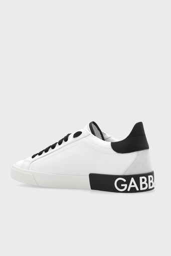 Dolce & Gabbana Hakiki Deri Logolu Snaker Erkek Ayakkabı CS2203 AM779 89697 BEYAZ - 3