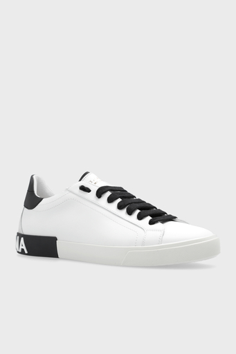 Dolce & Gabbana Hakiki Deri Logolu Snaker Erkek Ayakkabı CS2203 AM779 89697 BEYAZ - 4
