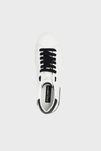 Dolce & Gabbana Hakiki Deri Logolu Snaker Erkek Ayakkabı CS2203 AM779 89697 BEYAZ - 5