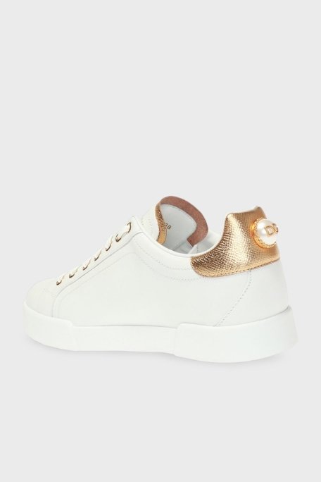 Dolce & Gabbana Hakiki Deri Sneaker Bayan Ayakkabı CK1602 AN298 8B996 BEYAZ - 4
