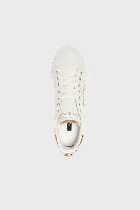 Dolce & Gabbana Hakiki Deri Sneaker Bayan Ayakkabı CK1602 AN298 8B996 BEYAZ - 5