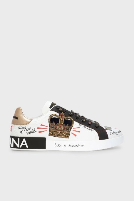 Dolce & Gabbana Hakiki Deri Sneaker Erkek Ayakkabı CS1570 AZ268 HWF57 BEYAZ - 1