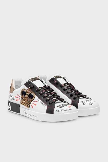 Dolce & Gabbana Hakiki Deri Sneaker Erkek Ayakkabı CS1570 AZ268 HWF57 BEYAZ - 2
