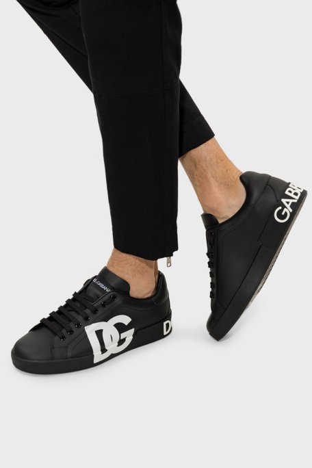 Dolce & Gabbana Hakiki Deri Sneaker Erkek Ayakkabı CS1772 AC330 8B956 SİYAH - 2