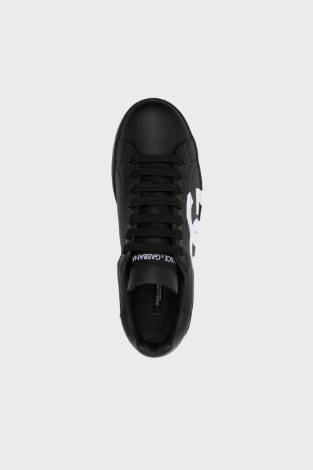 Dolce & Gabbana Hakiki Deri Sneaker Erkek Ayakkabı CS1772 AC330 8B956 SİYAH - 5