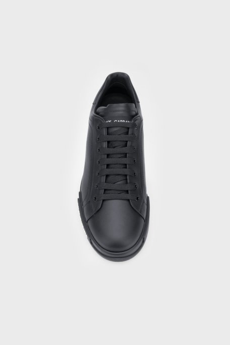 Dolce & Gabbana Hakiki Deri Sneaker Erkek Ayakkabı CS1774 AA3358 B956 SİYAH - 3
