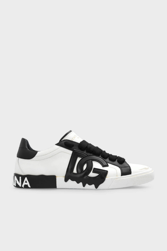 Dolce & Gabbana Logolu Deri Sneaker Erkek Ayakkabı CS2254 AQ192 89697 BEYAZ - 1