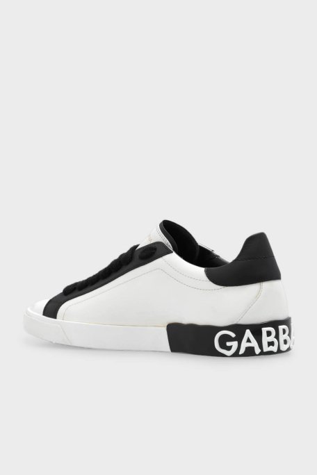Dolce & Gabbana Logolu Deri Sneaker Erkek Ayakkabı CS2254 AQ192 89697 BEYAZ - 2