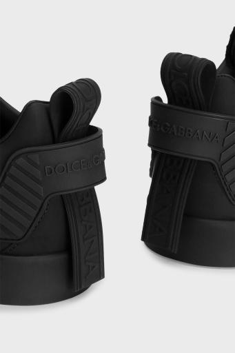 Dolce & Gabbana Logolu Deri Sneaker Erkek Ayakkabı CS2328 AJ986 89690 SİYAH - 5