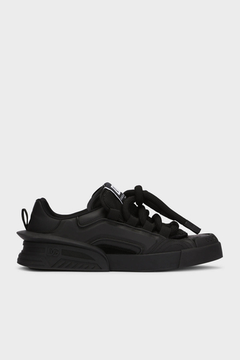Dolce Gabbana Logolu Hakiki Deri Sneaker Erkek Ayakkabı CS2061 AB950 8B956 SİYAH - 1