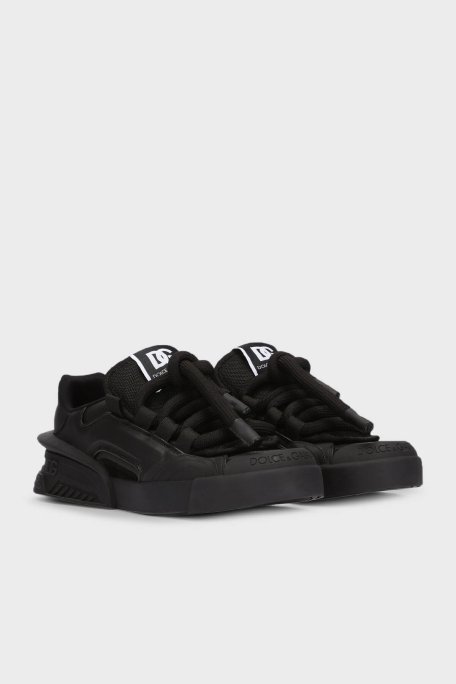 Dolce Gabbana Logolu Hakiki Deri Sneaker Erkek Ayakkabı CS2061 AB950 8B956 SİYAH - 2