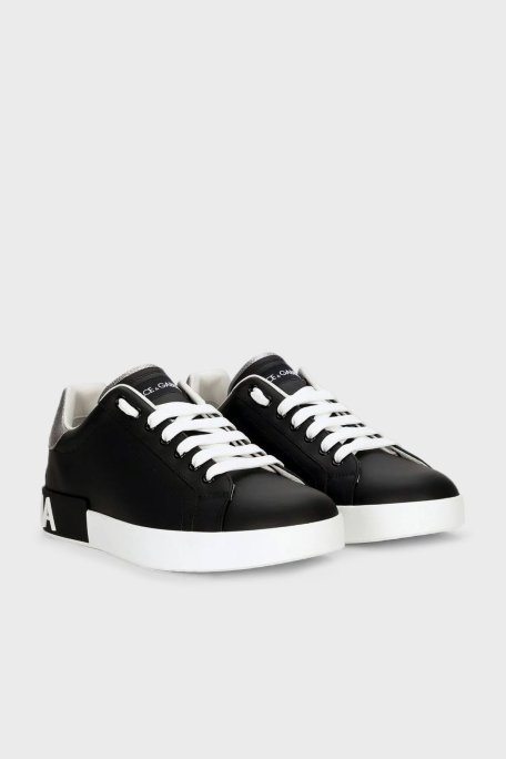 Dolce & Gabbana Logolu Hakiki Deri Sneaker Erkek Ayakkabı CS2216 AH527 8B979 SİYAH - 5
