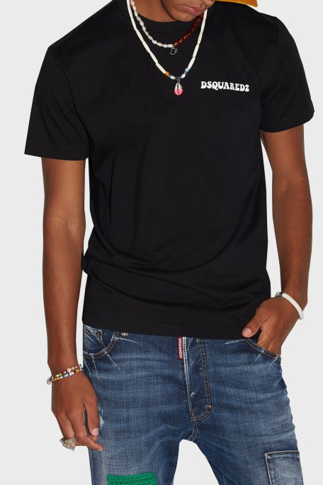 Dsquared2 % 100 Pamuk Regular Fit Bisiklet Yaka Erkek T Shirt S71GD1245 S23009 900 SİYAH - 1