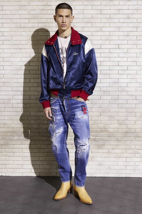 Dsquared2 % 100 Pamuk Regular Fit Normal Bel Boru Paça Yırtıklı Jeans Erkek Kot Pantolon S74LB1435 S30309 470 LACİVERT - 1