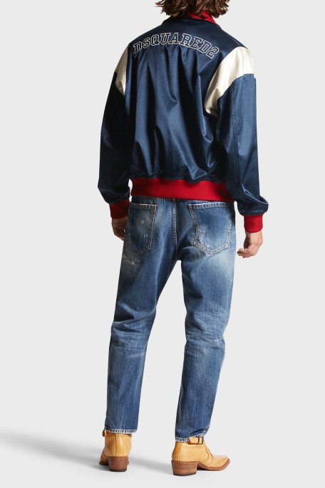 Dsquared2 % 100 Pamuk Regular Fit Normal Bel Boru Paça Yırtıklı Jeans Erkek Kot Pantolon S74LB1435 S30309 470 LACİVERT - 3
