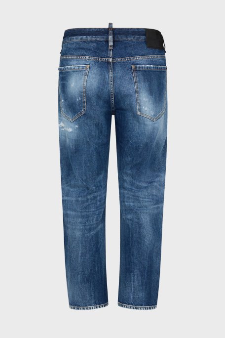 Dsquared2 % 100 Pamuk Regular Fit Normal Bel Boru Paça Yırtıklı Jeans Erkek Kot Pantolon S74LB1435 S30309 470 LACİVERT - 7