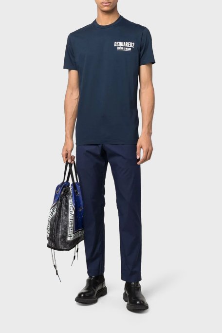 Dsquared2 % 100 Pamuk Relaxed Fit Sıfır Yaka Erkek T Shirt S71GD1116S23009478 LACİVERT - 3