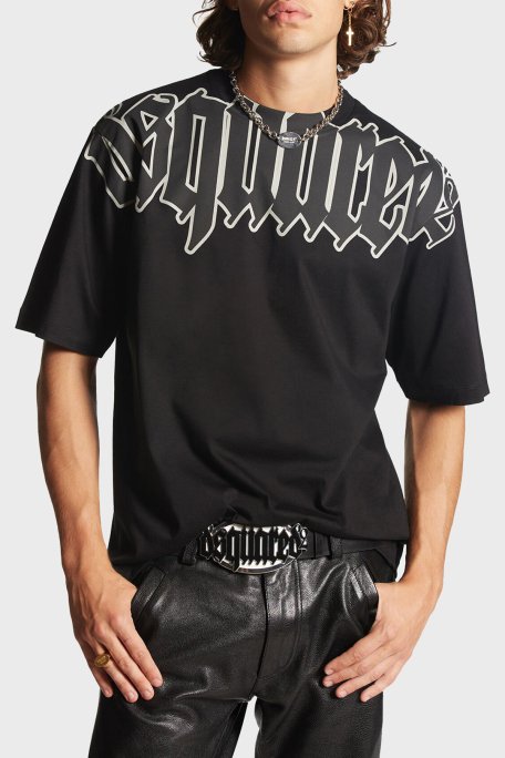Dsquared2 Baskılı % 100 Pamuk Regular Fit Bisiklet Yaka Erkek T Shirt S74GD1264 S23009 900 SİYAH - 1