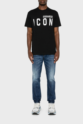 Dsquared2 Baskılı % 100 Pamuk Regular Fit Bisiklet Yaka Erkek T Shirt S79GC0080 S23009 980 SİYAH - 1