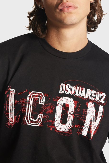 Dsquared2 Baskılı % 100 Pamuk Regular Fit Bisiklet Yaka Erkek T Shirt S79GC0084 S23009 900 SİYAH - 2