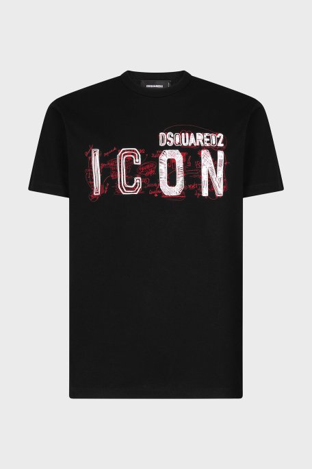 Dsquared2 Baskılı % 100 Pamuk Regular Fit Bisiklet Yaka Erkek T Shirt S79GC0084 S23009 900 SİYAH - 4